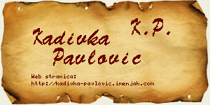 Kadivka Pavlović vizit kartica